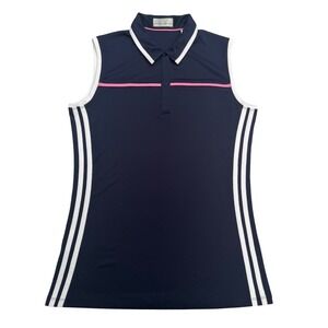 Callaway Sleeveless Polo Opti-Dri Navy Pink Stripe Golfcore Sporty Preppy Top S